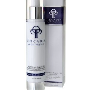 A bottle of serum sitting next to its box.
